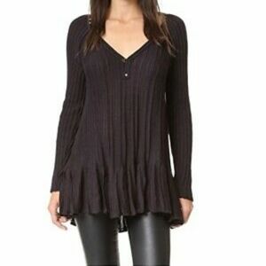 Free People Ribs & Ruffles Knit Tunic Sweater
